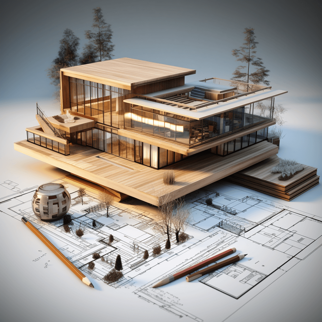 wooden-house-3d-render-and-wireframe